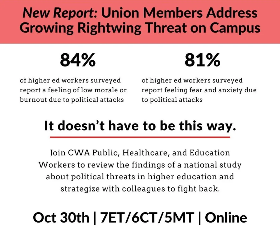 "New report: Union Members Address Growing Rightwing Threat on Campus: Attacks on Curriculum, Diversity and Funding Undermine Role of Education." It doesn't have to be this way.