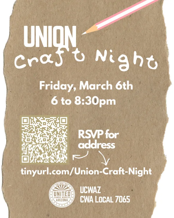 Flyer advertising the union craft night on Friday, March 6th.